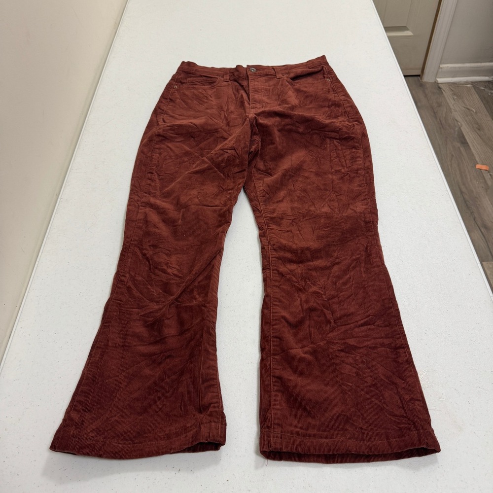 Uniqlo Rust Brown Corduroy‎ Flare Pants Mid Rise 453627 Size 8 Womens